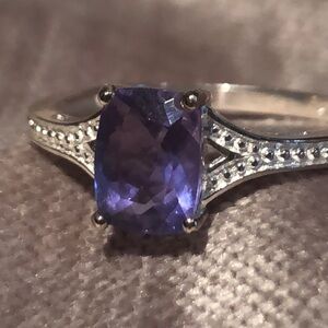Genuine Purple Fluorite Ring Sterling Silver NWOTS